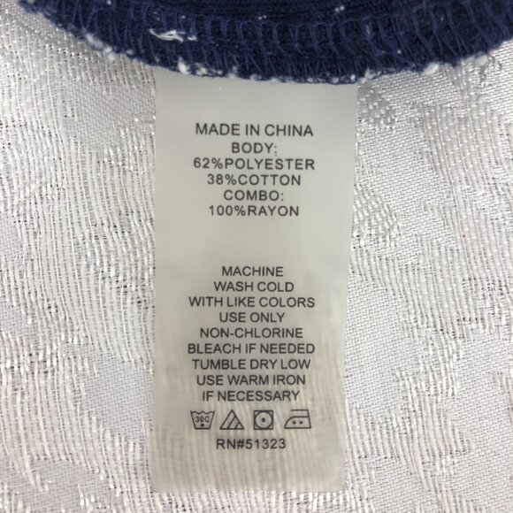 Two by Vince Camuto Navy Blue and White Layered-Look Long Sleeve Tunic Top - Picture 12 of 12